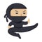 Ninja character. Serious ninja jumping. Flat style vector illustration.