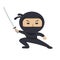 Ninja character. Serious ninja with sword. Flat style vector illustration.