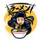 Ninja eat ramen with japan word ramen
