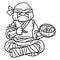 Ninja Eating Bento Isolated Coloring Page for Kids