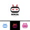 Ninja head logo symbol with red eye and knife