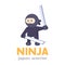 Ninja holding swords in hands in flat style