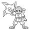 Ninja with Huge Shuriken Isolated Coloring Page