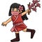 Ninja Kunoichi with Sakura Branch Cartoon Clipart