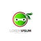 Ninja logo simple with ribbon, ninja face with green