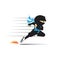 Ninja running fast, vector illustration