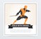 Ninja with sword, Japanese martial arts fighter banner cartoon vector element for website or mobile app