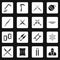 Ninja tools icons set squares vector
