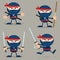 Ninja Warrior Cartoon Character With Weapons Flat Design. Collection