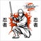 Ninja Warrior With Katana Sword - vector illustration