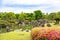 Ninomaru Garden with flowering azalea, Kyoto, Japan. Ninomaru-Garden is the garden of Nijo Castle,