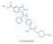 Nintedanib cancer drug molecule. Angiogenesis inhibitor. Skeletal formula.