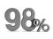 ninty eight percent on white background. Isolated 3D illustration