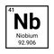 Niobium chemical table element icon. Niobium science chemical element icon