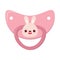 Nipple for infant.Baby dummy .Cute of baby pacifiers. Sweet dummy nipple with funny animals faces. Dummy bunny, rabbit