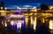 NIS, SERBIA - September 8, 2017: Nisava river with floating coffee bar