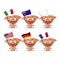 Niscalo cartoon character bring the flags of various countries