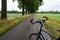 Nispen, Brabant, The Netherlands - Trekking bike standing on a countryside road at the Dutch Belgian border