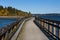 Nisqually Estuary Boardwalk Trail on a sunny fall day, Nisqually National Wildlife Refuge, Washington State
