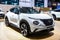 Nissan Juke car showcased at the Brussels Autosalon European Motor Show. Brussels, Belgium - January 13, 2023