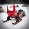 NISSWA, MN - 5 JAN 2022: Antique red Arctic Cat snowmobile on snow