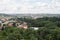 Nitra city skyline panorama aerial downtown church castle view