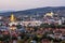 Nitra city, Slovakia, evening urban scene