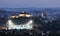 Nitra skyline at nigth with castle, church and football stadion