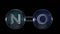 Nitric Oxide, NO, molecule model, chemical formula. Nitrogen oxide, nitrogen monoxide or Oxidonitrogen. Ball-and-stick,