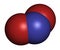 Nitrite anion, chemical structure. Nitrite salts are used in the curing of meat. 3D rendering. Atoms are represented as spheres