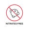 Nitrites in Food Ingredient Stop Sign. Nitrate Forbidden Symbol. Nitrates Free Line Icon. Nutrition Certified Control