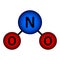 Nitrogen dioxide gas molecule icon