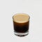 Nitrogen infused cold brew coffee in a clear glass on a white background.