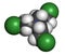 Nitrogen mustard HN-3 molecule. Used as blister agent chemical warfare agent and anticancer drug.