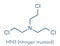 Nitrogen mustard HN-3 molecule. Used as blister agent chemical warfare agent and anticancer drug. Skeletal formula.