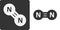 Nitrogen N2 gas molecule, flat icon style. Atoms shown as circles.