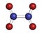 Nitrogen tetroxide (dinitrogen tetroxide, N2O4) rocket propellant molecule. 3D rendering. Atoms are represented as spheres with