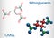 Nitroglycerin, glyceryl trinitrate, nitro molecule, is drug and explosive. Structural chemical formula and molecule model