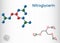 Nitroglycerin, glyceryl trinitrate, nitro molecule, is drug and explosive. Structural chemical formula and molecule model. Sheet