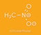 Nitromethane nitro fuel molecule. Used as fuel to power rockets, drag racing cars, etc. Also used as high explosive. Skeletal