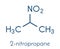 Nitropropane 2-nitropropane, 2-NP chemical solvent molecule. Used as solvent in production of ink, polymers, coatings, adhesives.