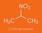 Nitropropane 2-nitropropane, 2-NP chemical solvent molecule. Used as solvent in production of ink, polymers, coatings, adhesives