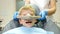 Nitrous oxide in dental clinic while treating young patients with milk teeth. Relaxation of patient before surgical or