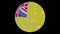 Niue flag in a round ball rotates. Flicker and shine. Animation loop
