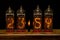 Nixie tube clock, 23:59, hours showing the minute to midnight