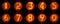 Nixie tube decimal digits. Set of real photos of very old, vintage indicator isolated on a black background