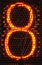 Nixie tube indicator, lamp gas-discharge indicator close-up. Number eight of retro. 3d rendering