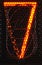 Nixie tube indicator, lamp gas-discharge indicator close-up. Number seven of retro. 3d rendering