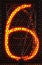 Nixie tube indicator, lamp gas-discharge indicator close-up. Number six of retro. 3d rendering