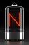 Nixie tube indicator, lamp gas-discharge indicator on dark background. Letter `n` of retro. 3d rendering